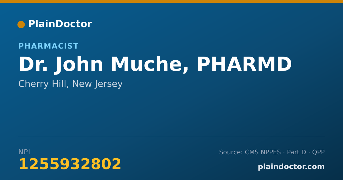 Shareable card for John Muche, PHARMD - Pharmacist, Cherry Hill, NJ