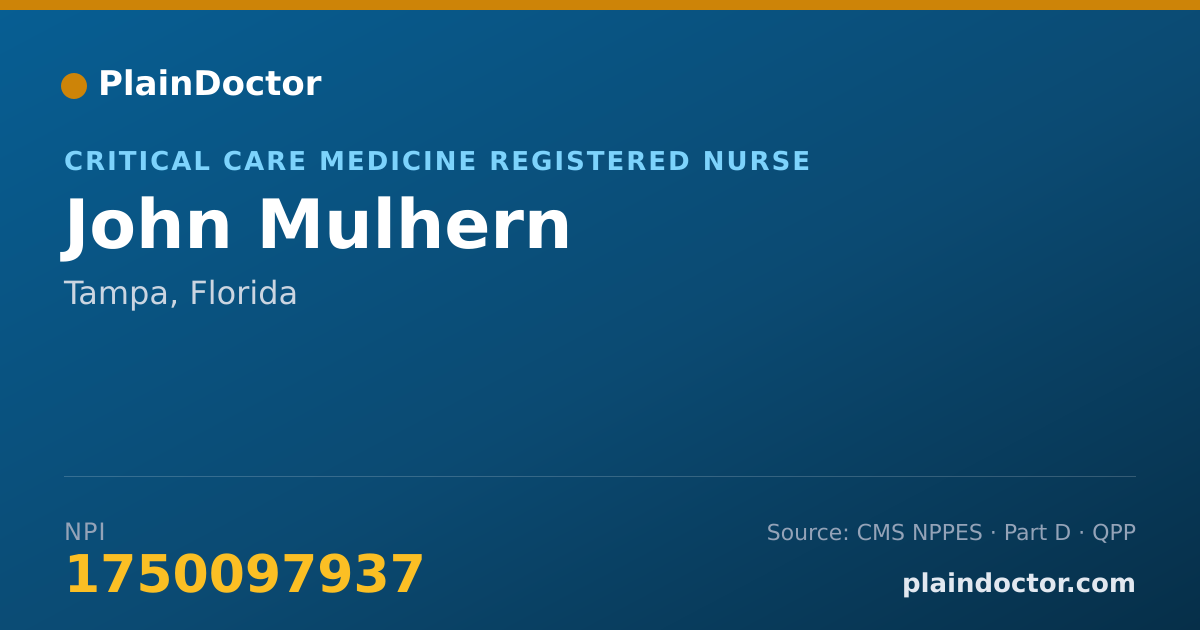 Shareable card for John Mulhern - Critical Care Medicine Registered Nurse, Tampa, FL