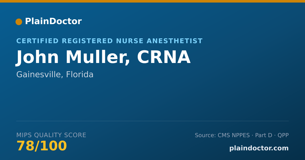 Shareable card for John Muller, CRNA - Certified Registered Nurse Anesthetist, Gainesville, FL