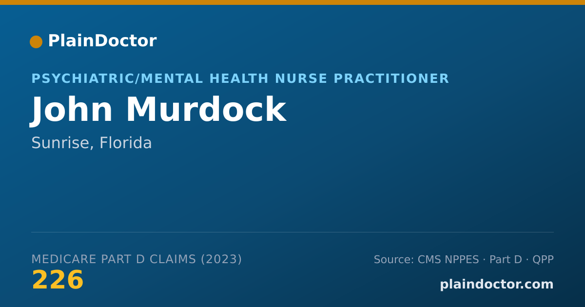 Shareable card for John Murdock - Psychiatric/Mental Health Nurse Practitioner, Sunrise, FL