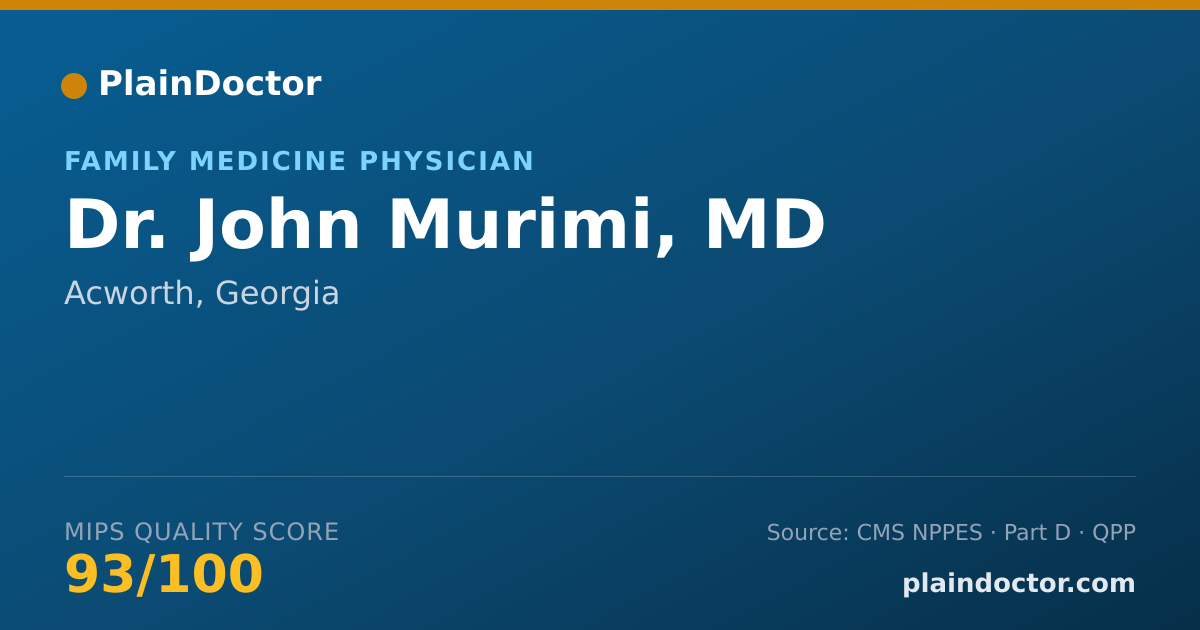 Shareable card for John Murimi, MD - Family Medicine Physician, Acworth, GA