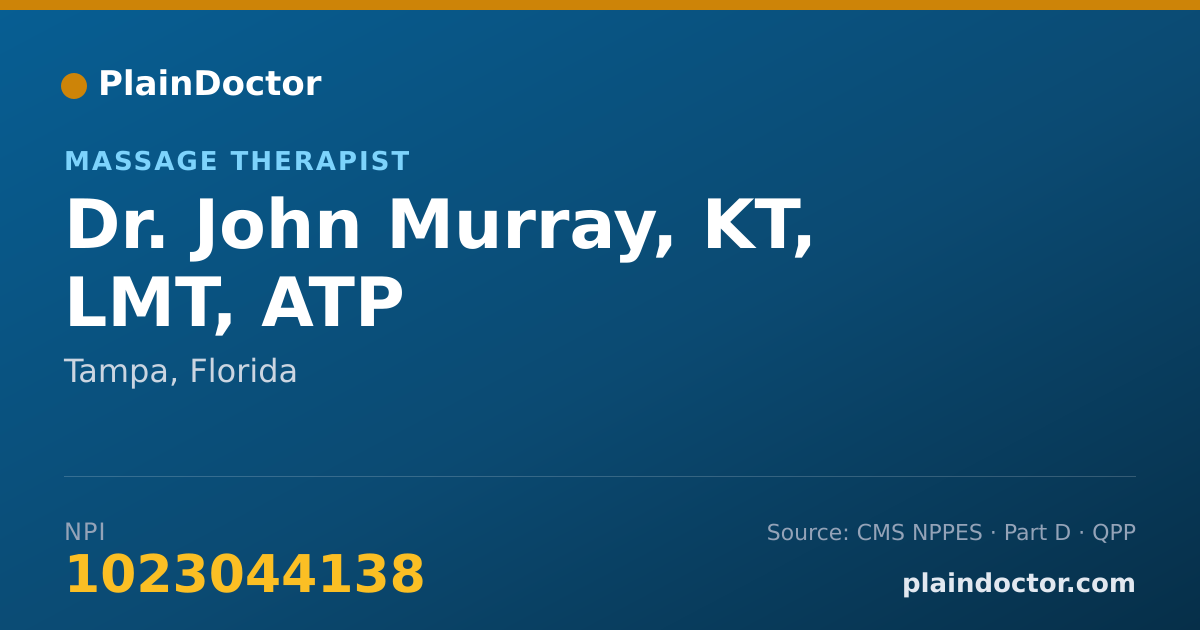 Shareable card for John Murray, KT, LMT, ATP - Massage Therapist, Tampa, FL