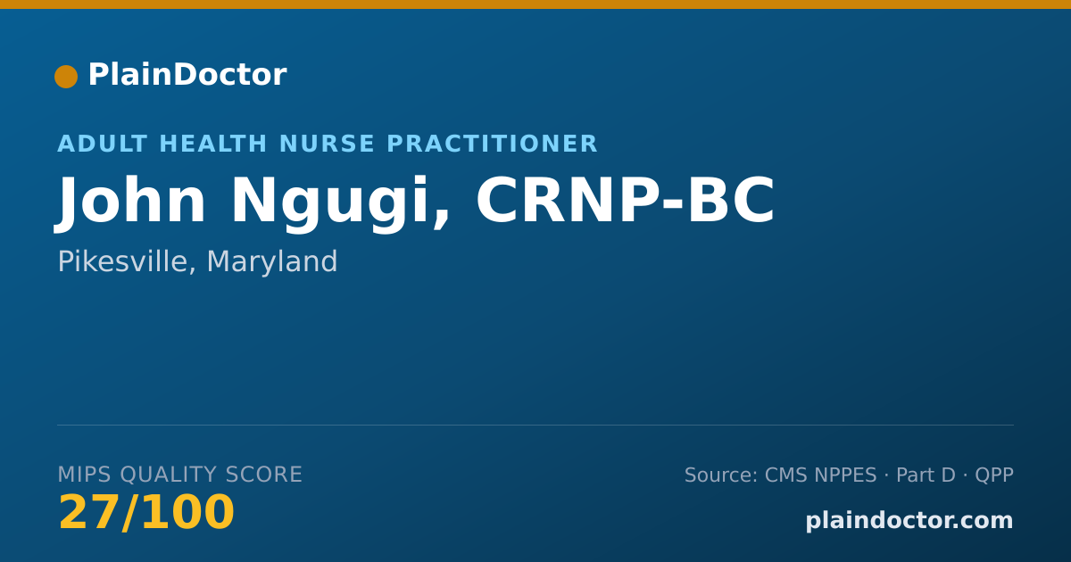 Shareable card for John Ngugi, CRNP-BC - Adult Health Nurse Practitioner, Pikesville, MD