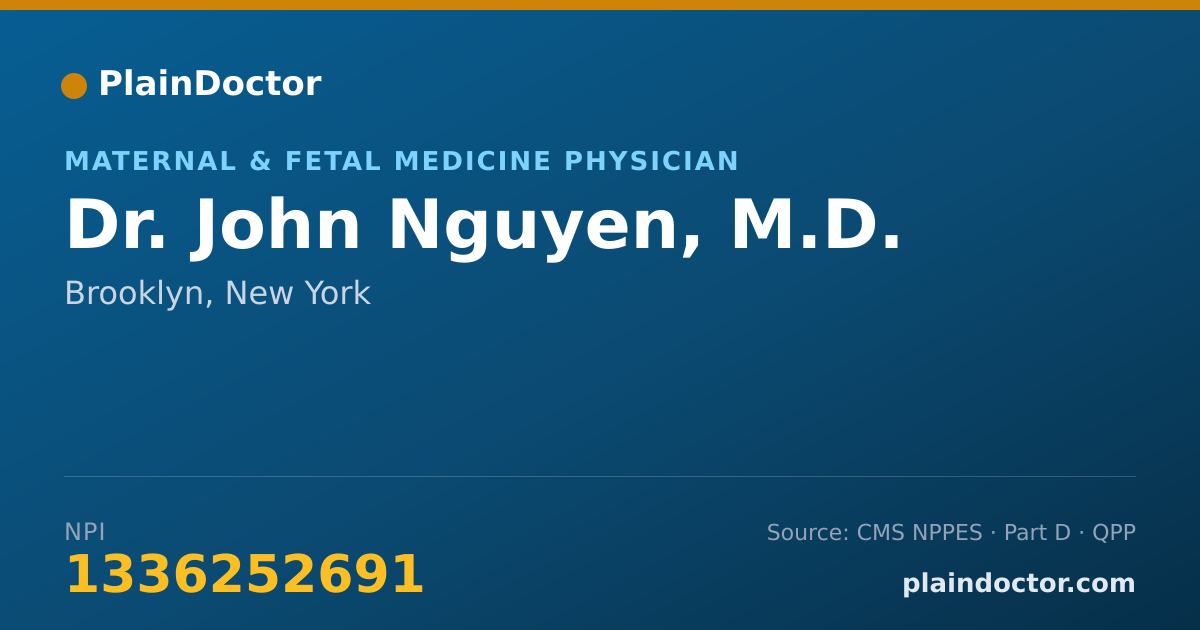Shareable card for John Nguyen, M.D. - Maternal & Fetal Medicine Physician, Brooklyn, NY