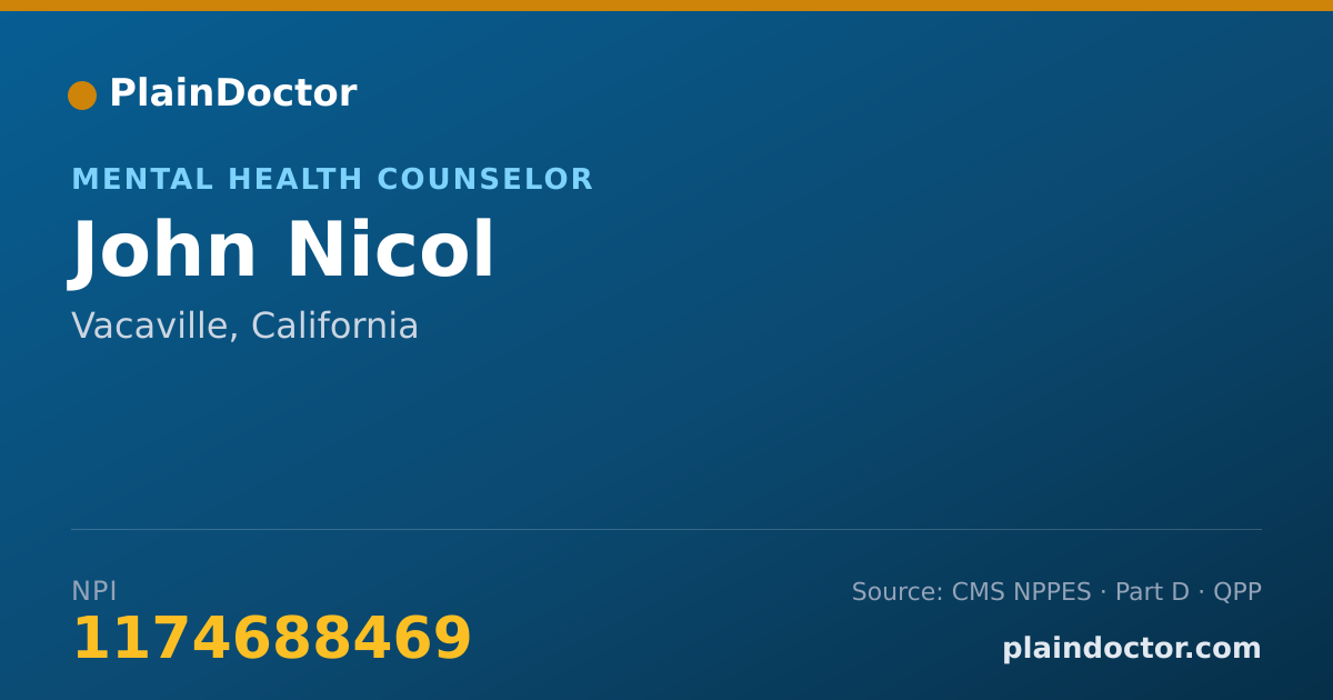 Shareable card for John Nicol - Mental Health Counselor, Vacaville, CA