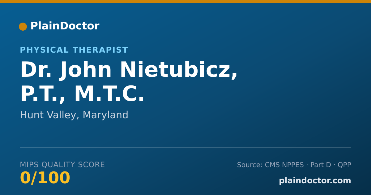 Shareable card for John Nietubicz, P.T., M.T.C. - Physical Therapist, Hunt Valley, MD