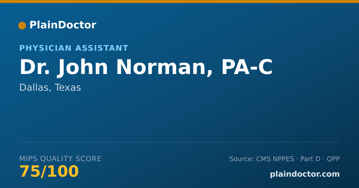 Shareable card for John Norman, PA-C - Physician Assistant, Dallas, TX