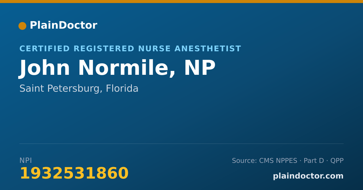 Shareable card for John Normile, NP - Nurse Practitioner, Saint Petersburg, FL