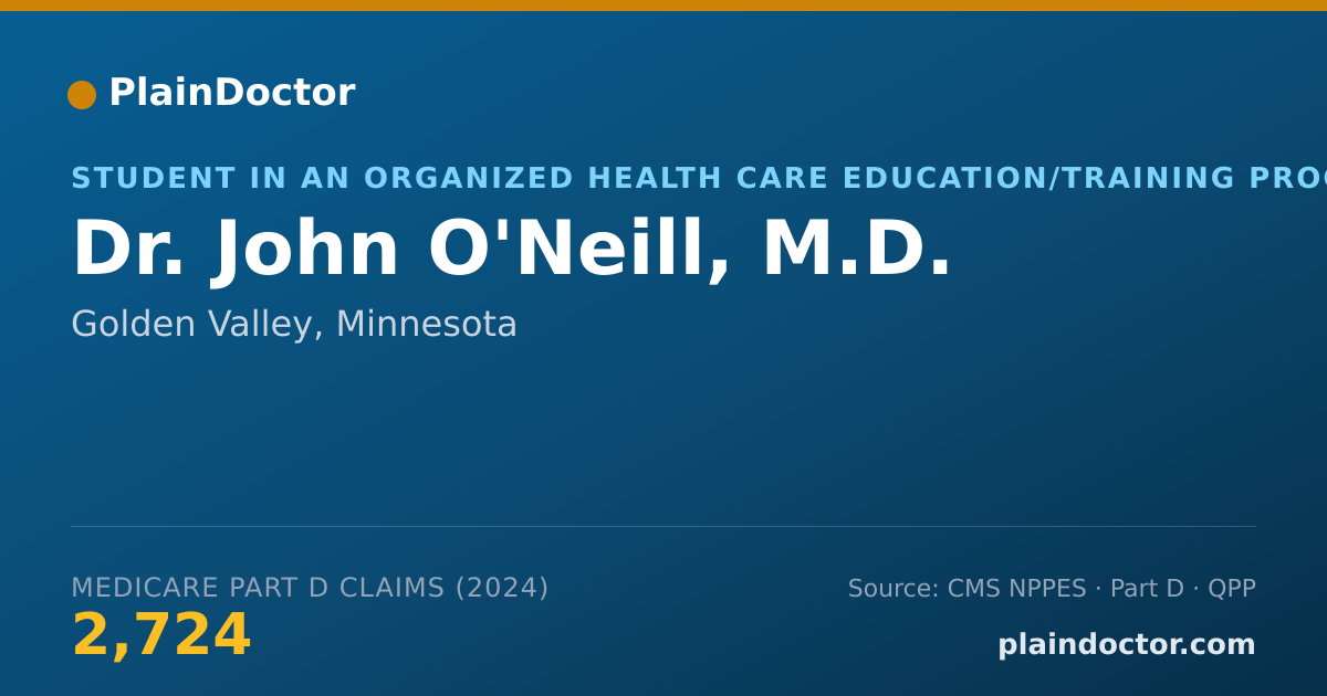 Shareable card for John O'Neill, M.D. - Student in an Organized Health Care Education/Training Program, Golden Valley, MN