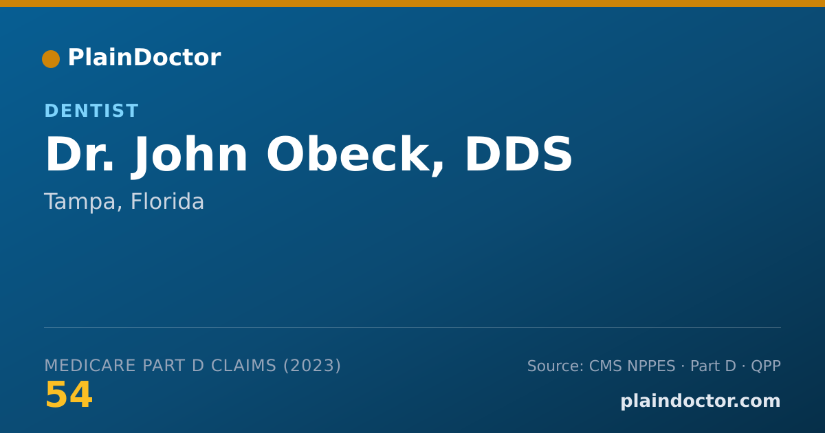 Shareable card for John Obeck, DDS - Dentist, Tampa, FL
