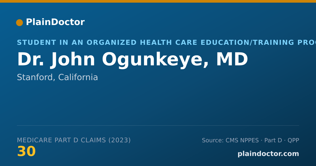 Shareable card for John Ogunkeye, MD - Student in an Organized Health Care Education/Training Program, Stanford, CA