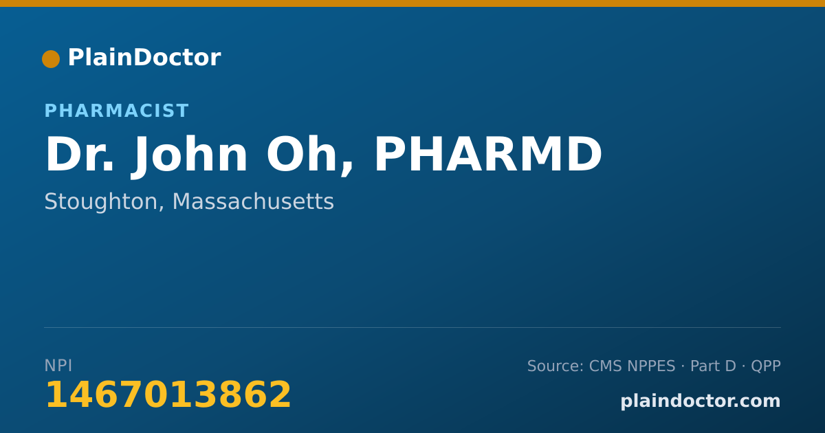 Shareable card for John Oh, PHARMD - Pharmacist, Stoughton, MA