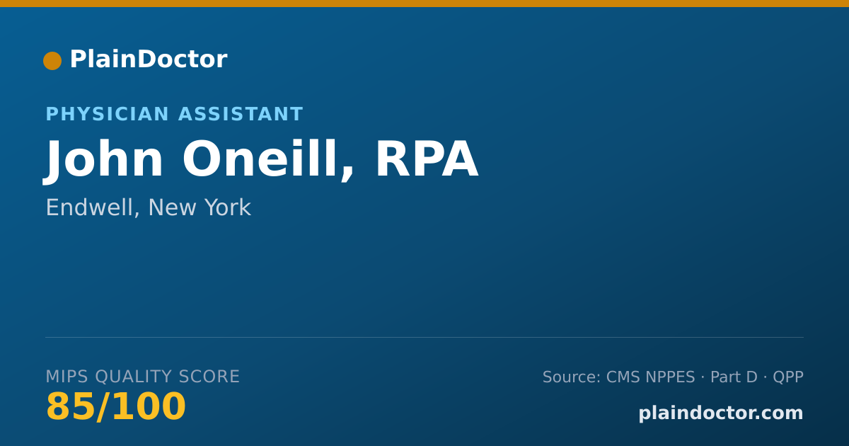 Shareable card for John Oneill, RPA - Physician Assistant, Endwell, NY