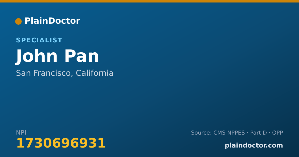 Shareable card for John Pan - Specialist, San Francisco, CA