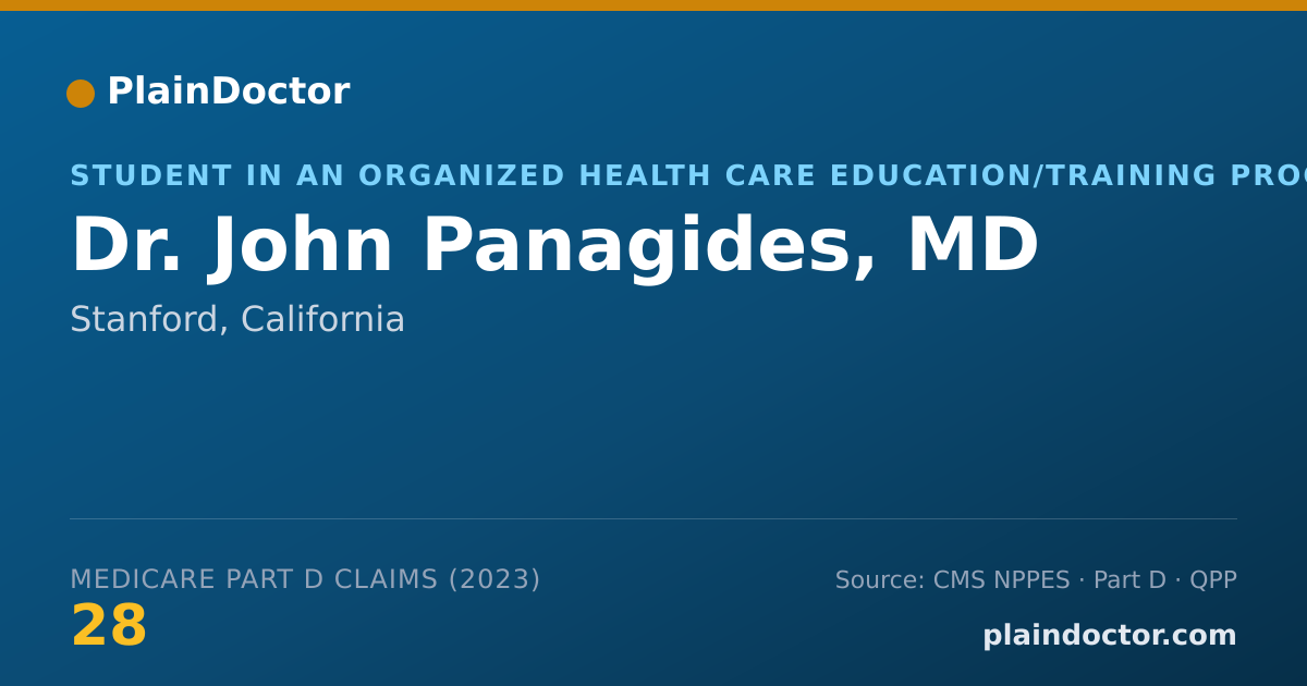 Shareable card for John Panagides, MD - Student in an Organized Health Care Education/Training Program, Stanford, CA