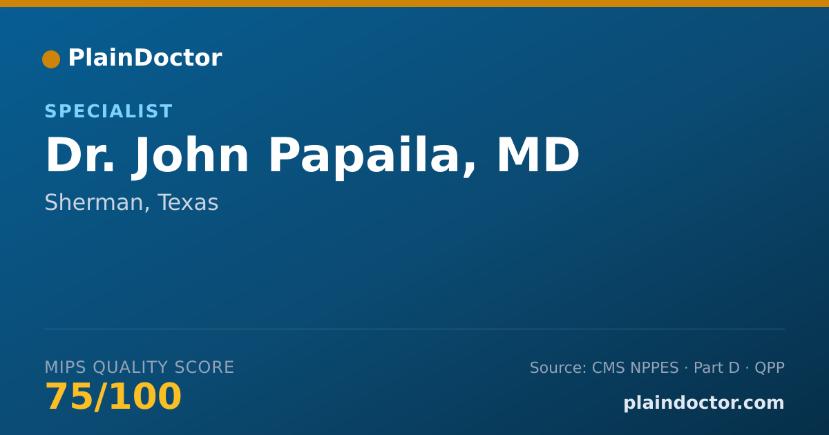 Shareable card for John Papaila, MD - Specialist, Sherman, TX