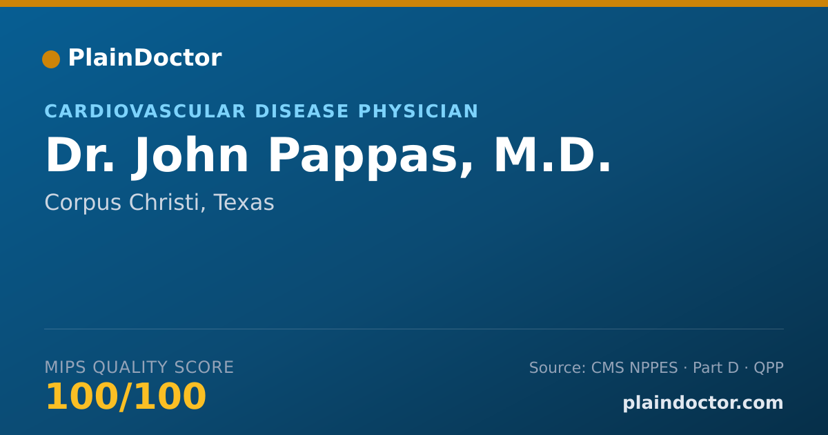 Shareable card for John Pappas, M.D. - Cardiovascular Disease Physician, Corpus Christi, TX