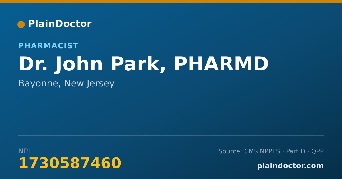 Shareable card for John Park, PHARMD - Pharmacist, Bayonne, NJ