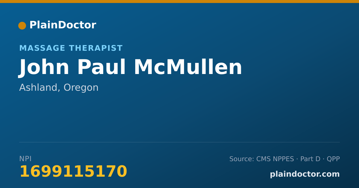 Shareable card for John Paul McMullen - Massage Therapist, Ashland, OR