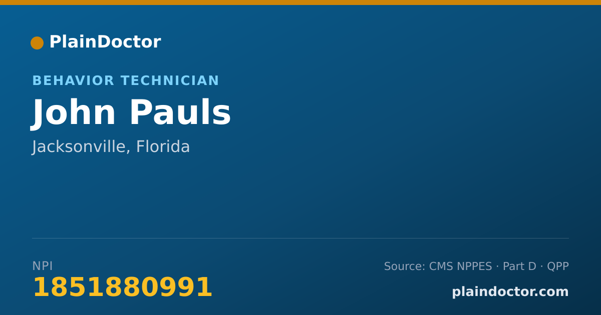 Shareable card for John Pauls - Behavior Technician, Jacksonville, FL