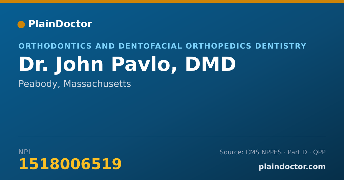 Shareable card for John Pavlo, DMD - Orthodontics and Dentofacial Orthopedics Dentistry, Peabody, MA
