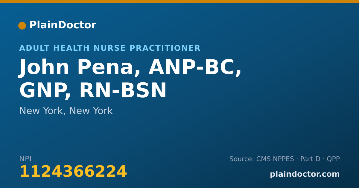Shareable card for John Pena, ANP-BC, GNP, RN-BSN - Adult Health Nurse Practitioner, New York, NY