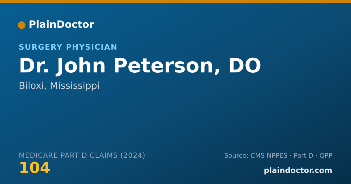 Shareable card for John Peterson, DO - Surgery Physician, Biloxi, MS