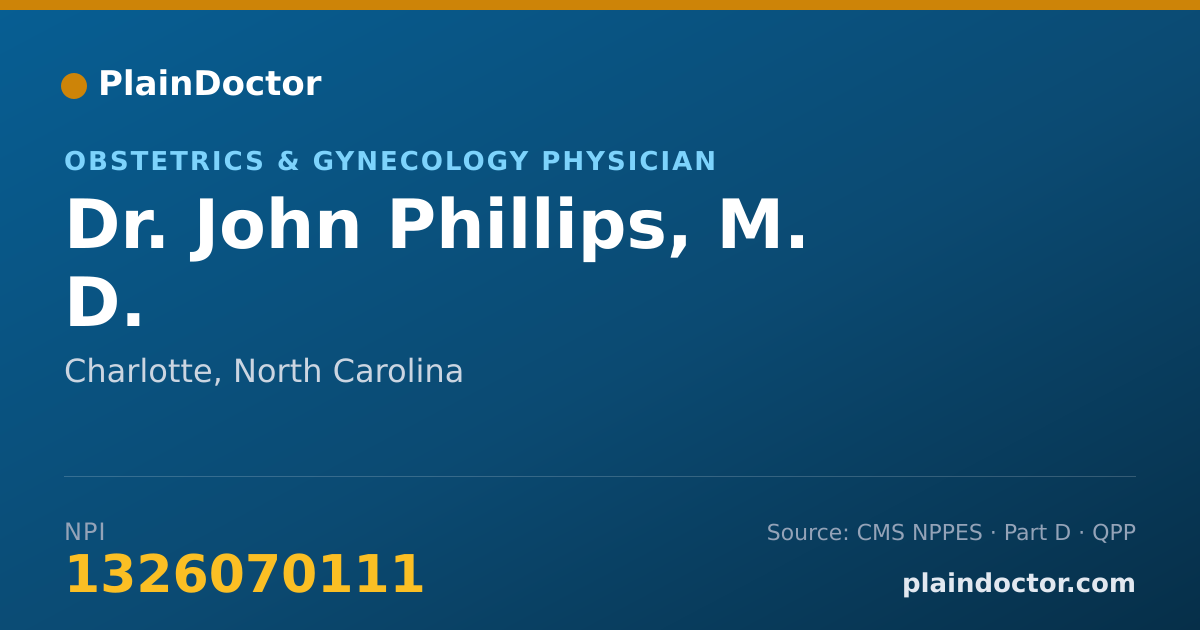 Shareable card for John Phillips, M. D. - Obstetrics & Gynecology Physician, Charlotte, NC