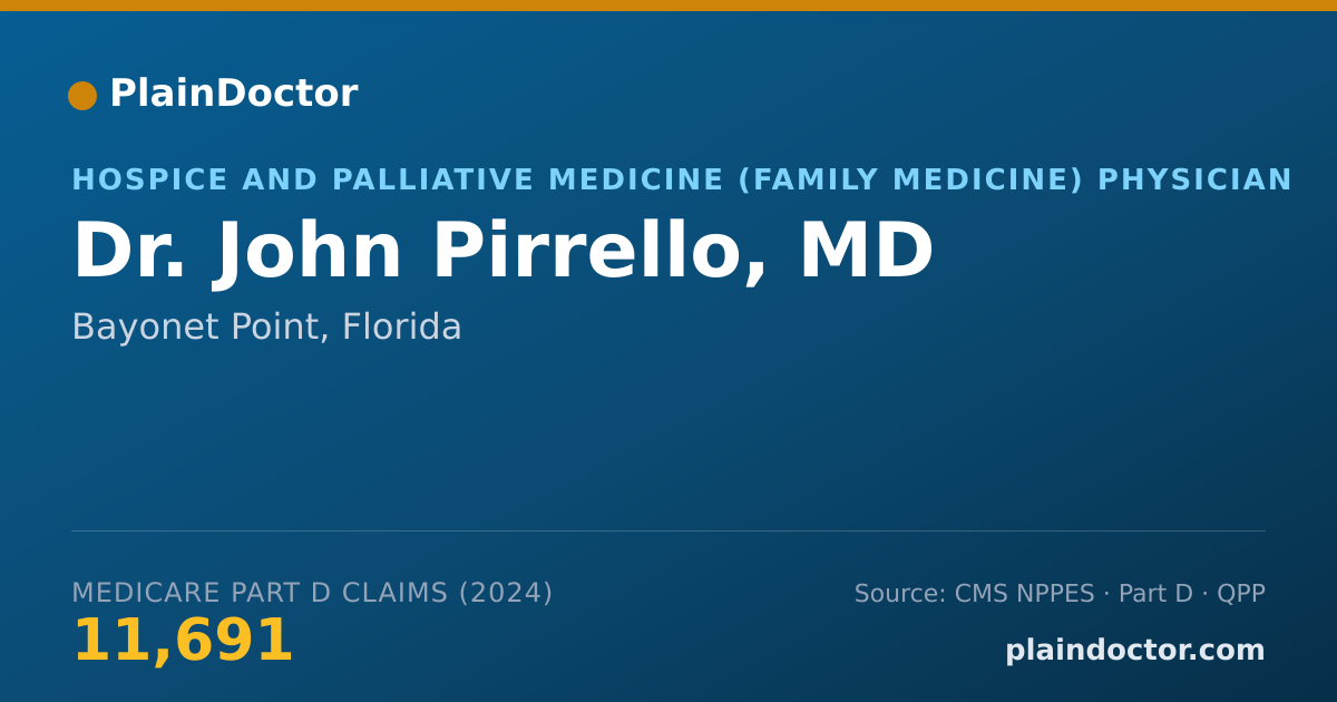 Shareable card for John Pirrello, MD - Hospice and Palliative Medicine (Family Medicine) Physician, Bayonet Point, FL