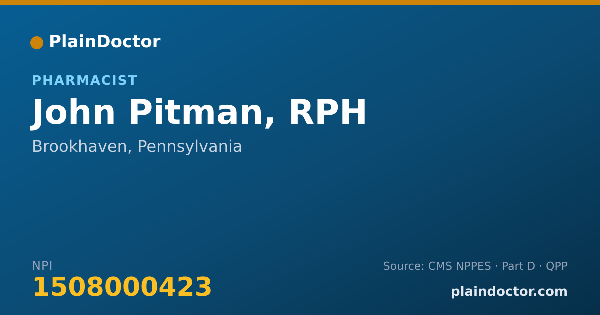 Shareable card for John Pitman, RPH - Pharmacist, Brookhaven, PA