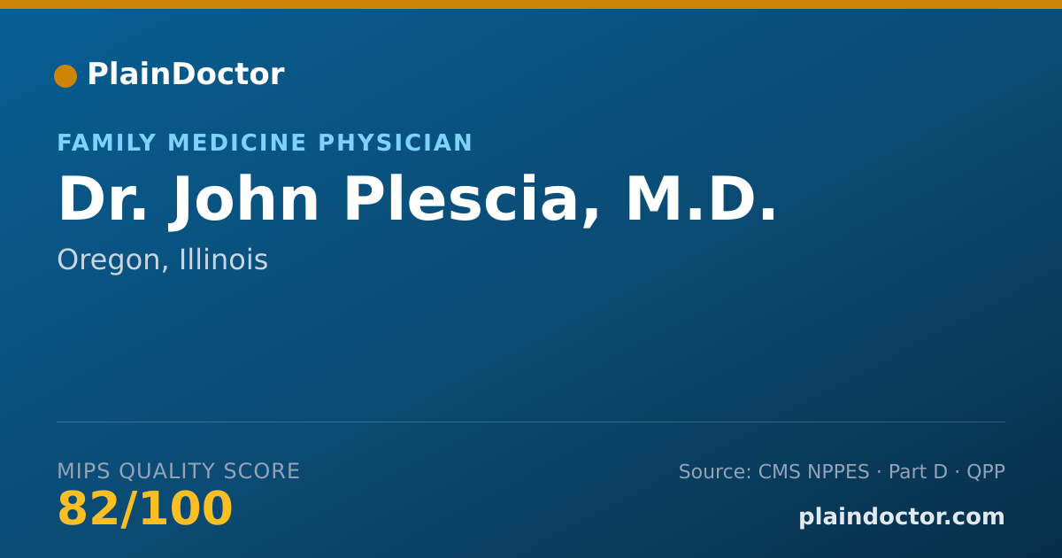Shareable card for John Plescia, M.D. - Family Medicine Physician, Oregon, IL