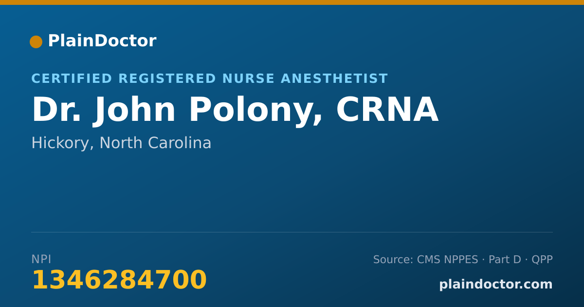 Shareable card for John Polony, CRNA - Certified Registered Nurse Anesthetist, Hickory, NC