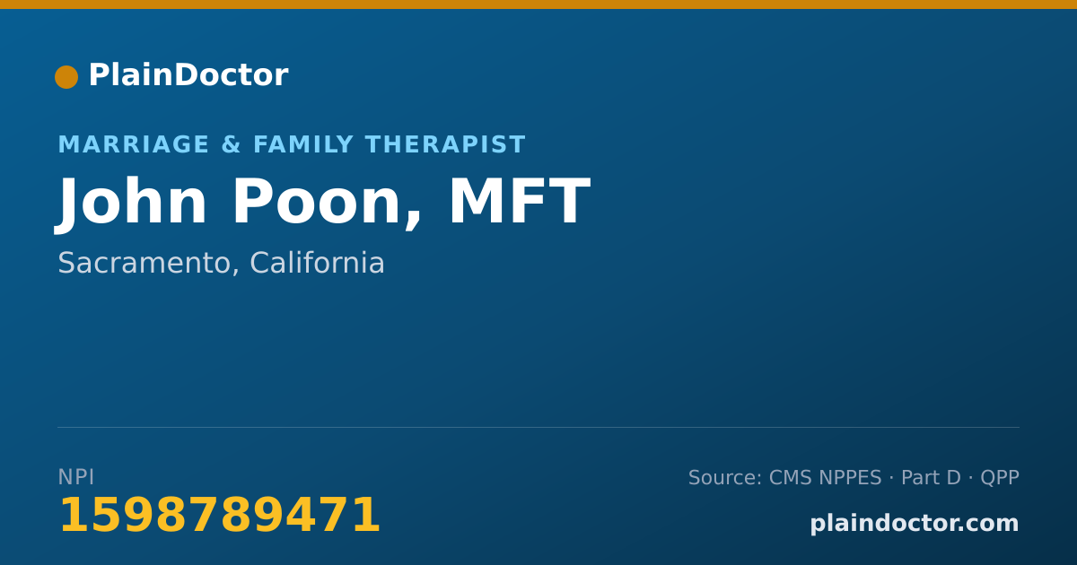 Shareable card for John Poon, MFT - Marriage & Family Therapist, Sacramento, CA