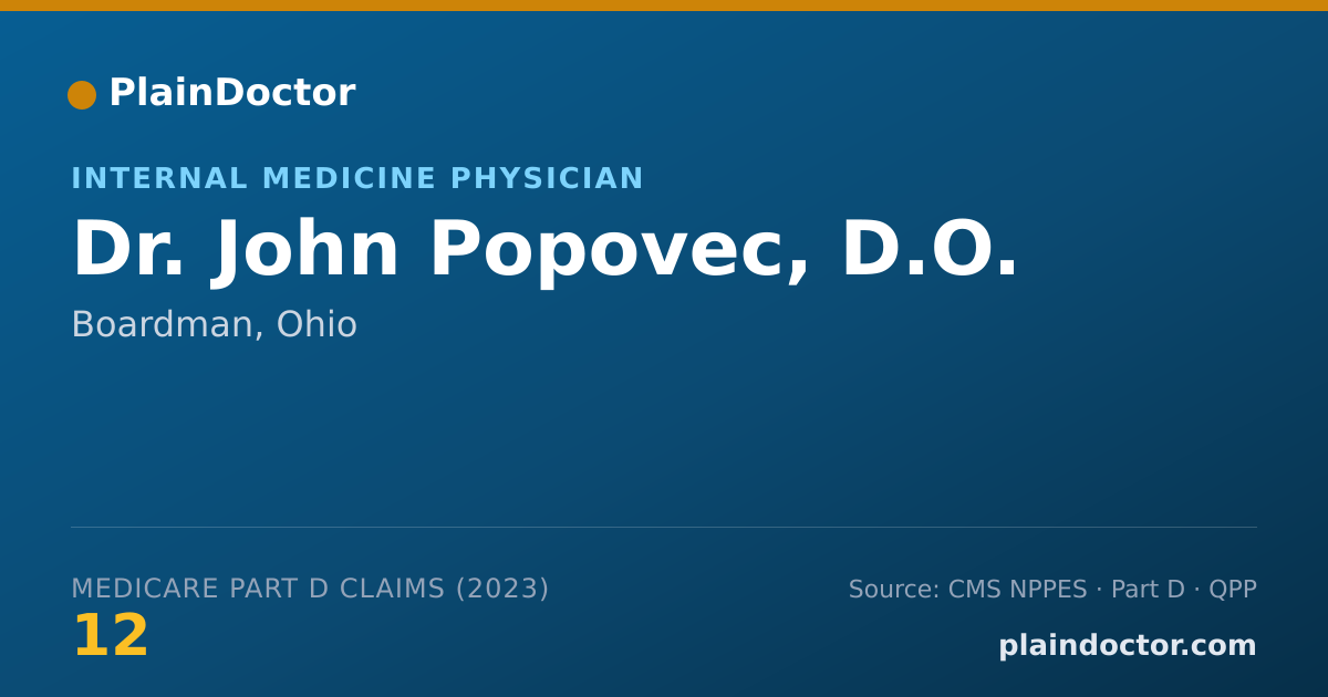 Shareable card for John Popovec, D.O. - Internal Medicine Physician, Boardman, OH