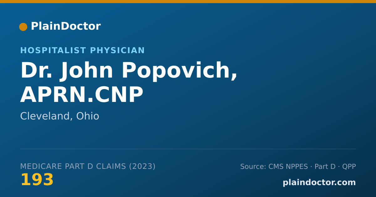Shareable card for John Popovich, APRN.CNP - Hospitalist Physician, Cleveland, OH