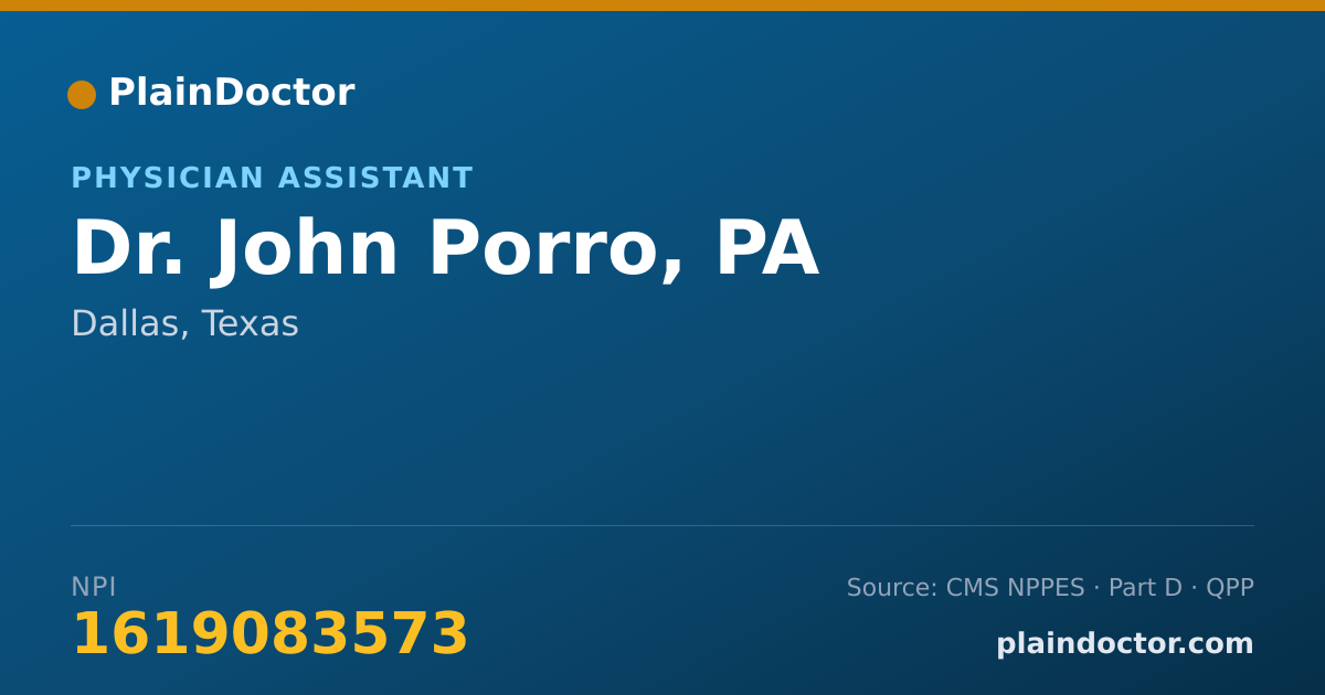 Shareable card for John Porro, PA - Physician Assistant, Dallas, TX