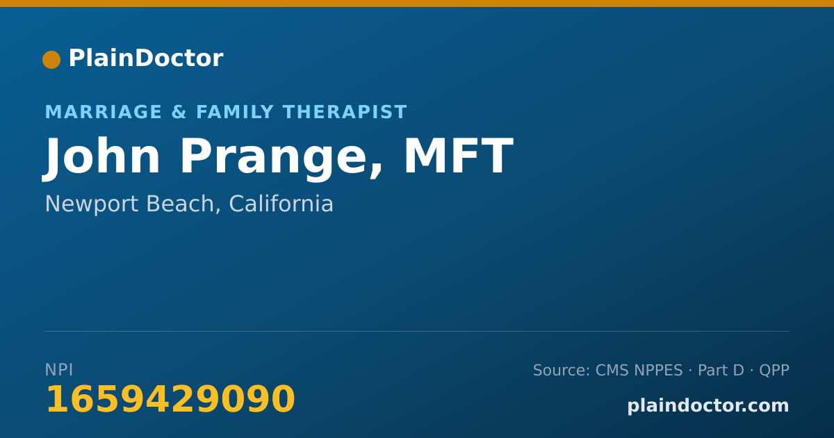 Shareable card for John Prange, MFT - Marriage & Family Therapist, Newport Beach, CA