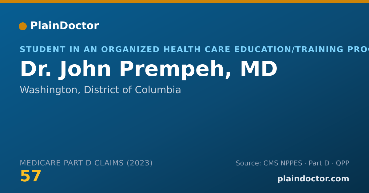 Shareable card for John Prempeh, MD - Student in an Organized Health Care Education/Training Program, Washington, DC