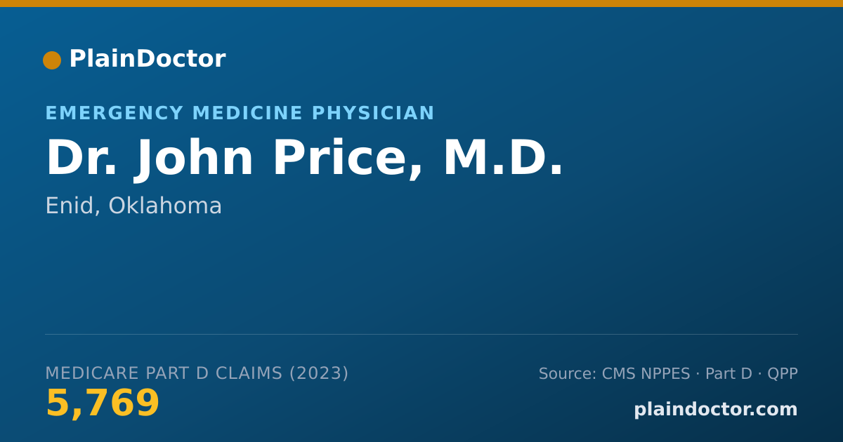 Shareable card for John Price, M.D. - Emergency Medicine Physician, Enid, OK