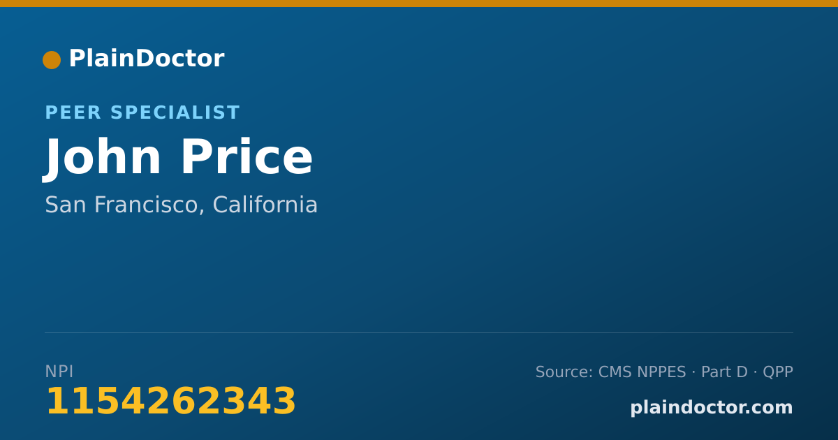 Shareable card for John Price - Peer Specialist, San Francisco, CA