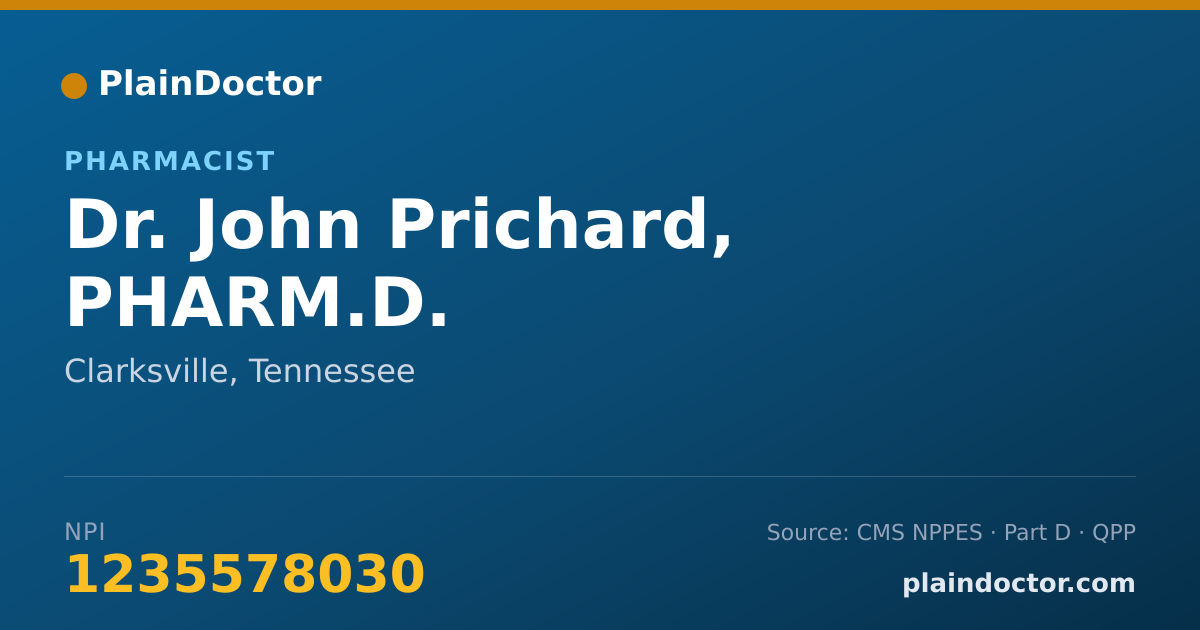 Shareable card for John Prichard, PHARM.D. - Pharmacist, Clarksville, TN