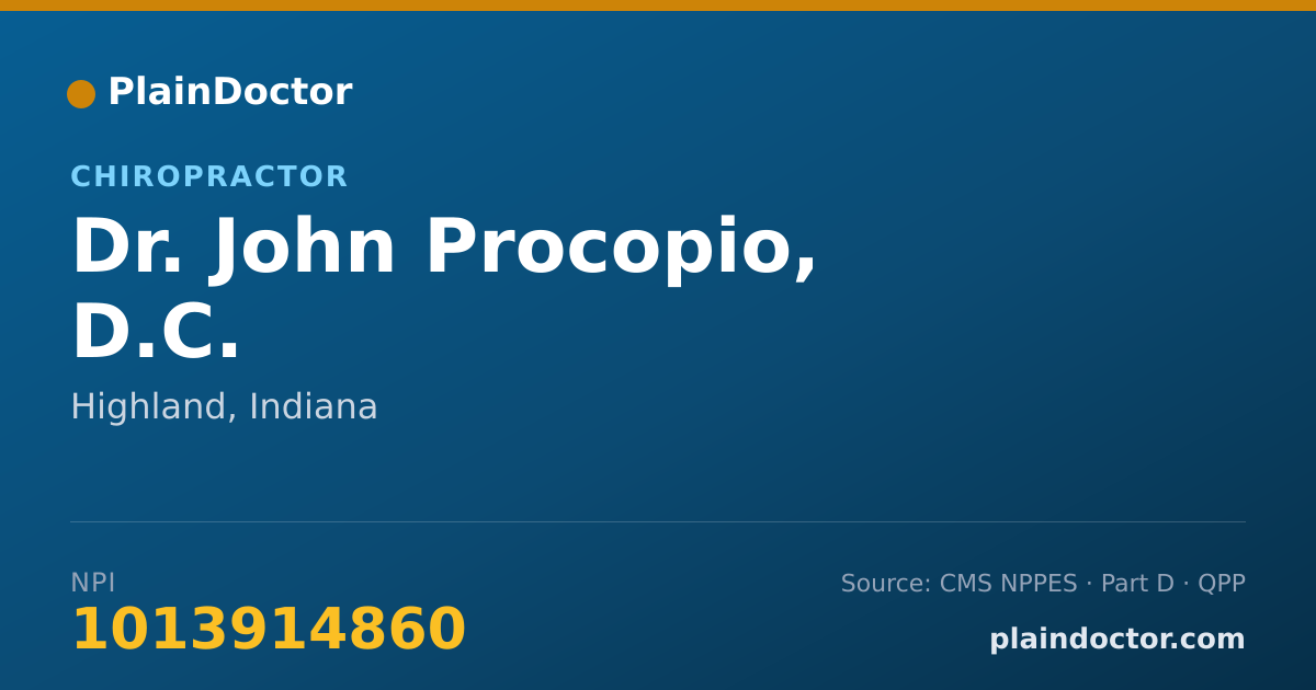 Shareable card for John Procopio, D.C. - Chiropractor, Highland, IN