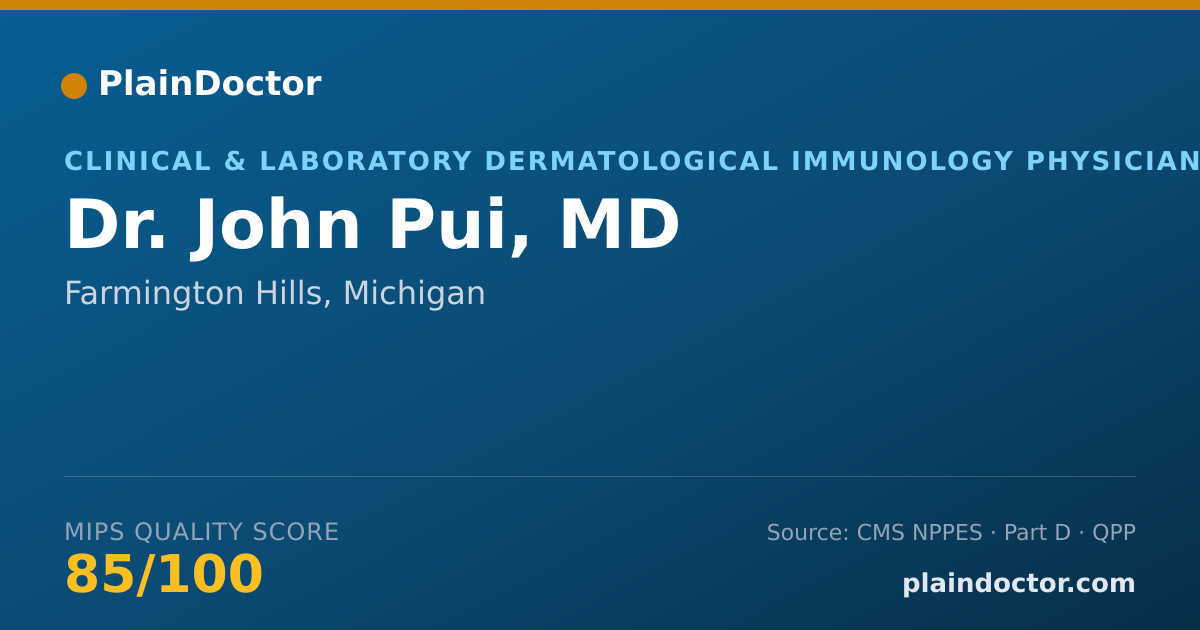 Shareable card for John Pui, MD - Clinical & Laboratory Dermatological Immunology Physician, Farmington Hills, MI