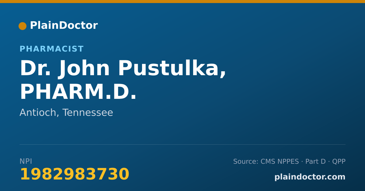 Shareable card for John Pustulka, PHARM.D. - Pharmacist, Antioch, TN