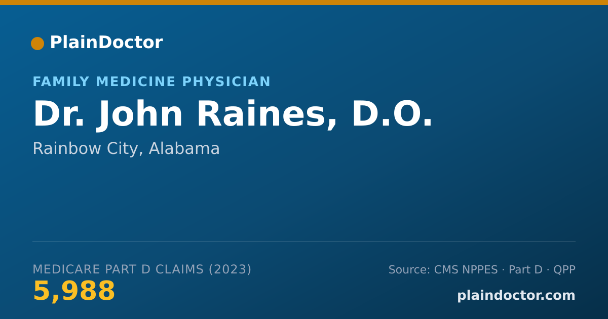 Shareable card for John Raines, D.O. - Family Medicine Physician, Rainbow City, AL