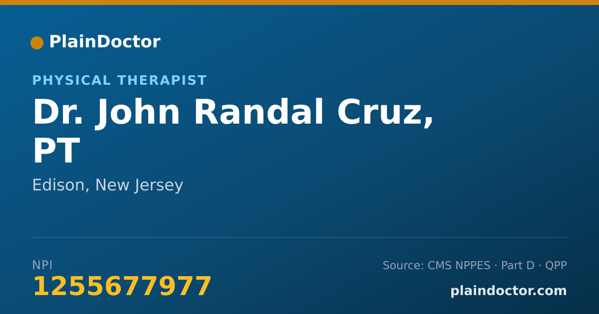 Shareable card for John Randal Cruz, PT - Physical Therapist, Edison, NJ