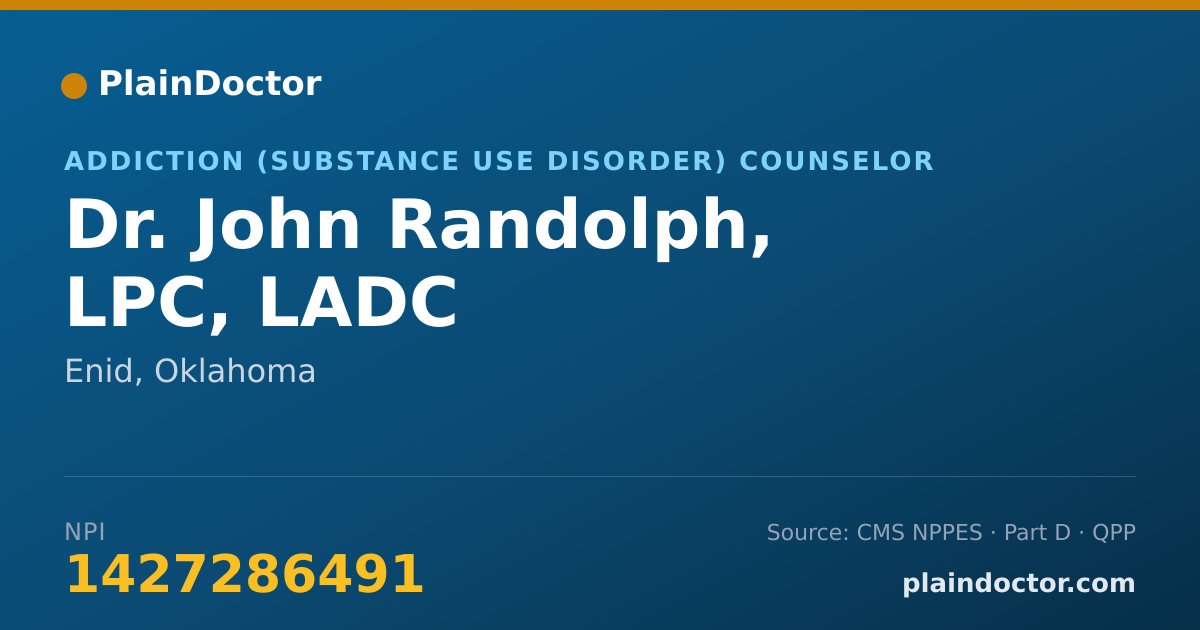Shareable card for John Randolph, LPC, LADC - Addiction (Substance Use Disorder) Counselor, Enid, OK