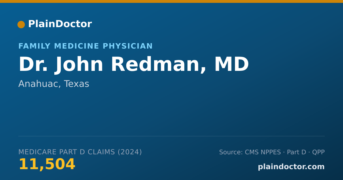 Shareable card for John Redman, MD - Family Medicine Physician, Anahuac, TX