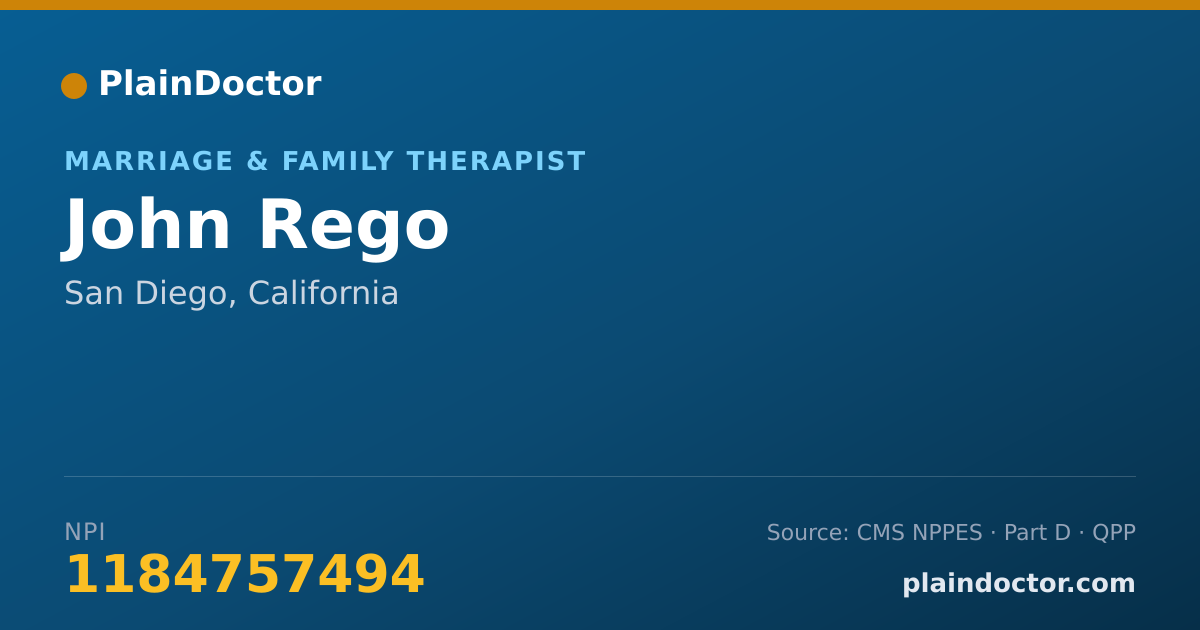 Shareable card for John Rego - Marriage & Family Therapist, San Diego, CA