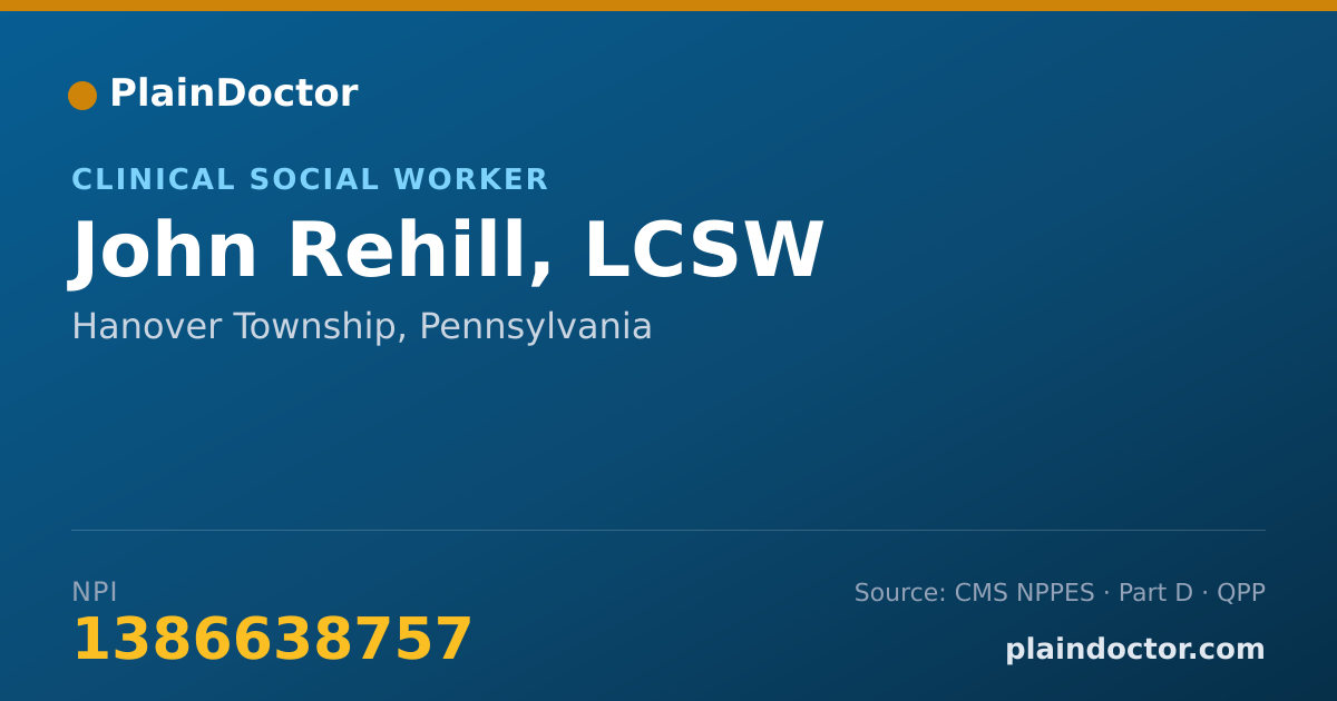 Shareable card for John Rehill, LCSW - Clinical Social Worker, Hanover Township, PA